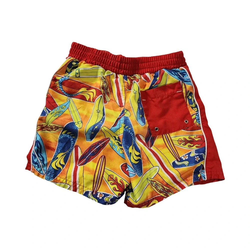 FlapDoodle Kids Red Surfboard Print Swim Trunks Board Shorts Size 2T